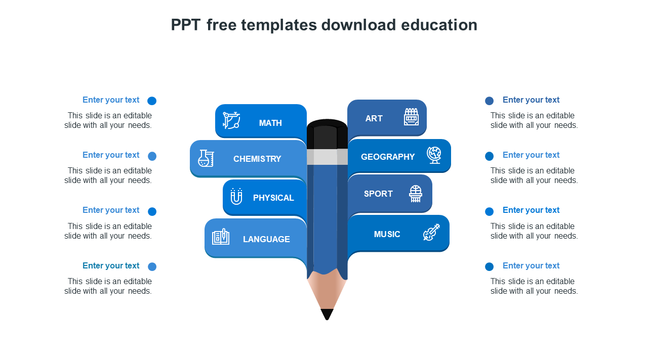 Free - Pencil Model PPT Free Templates Download Education Slide
